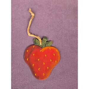 Handpainted Wooden Basket Tie-on Strawberry